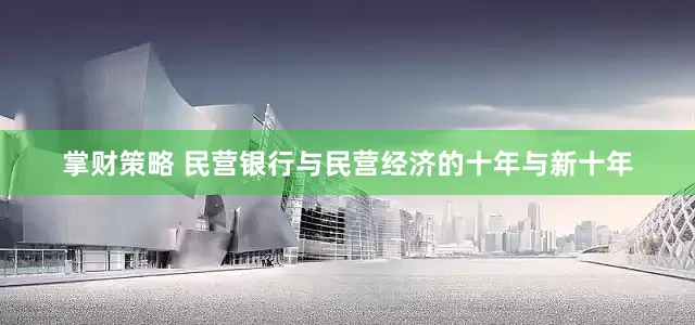 掌财策略 民营银行与民营经济的十年与新十年